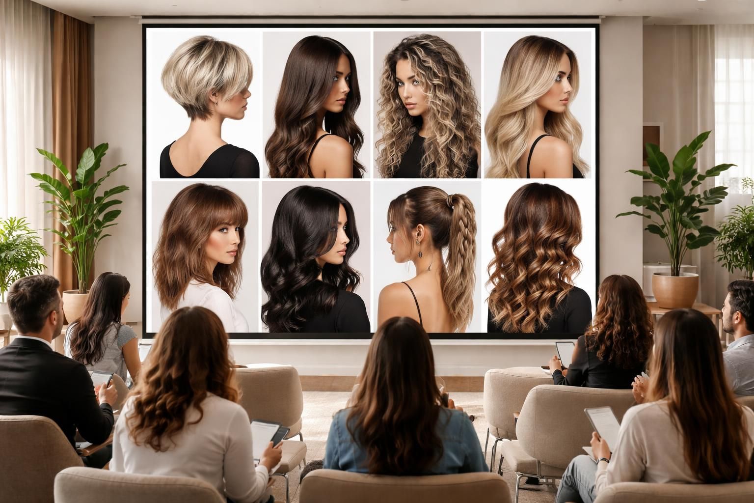 Afficher des inspirations de coiffure en grand avec un écran de projection